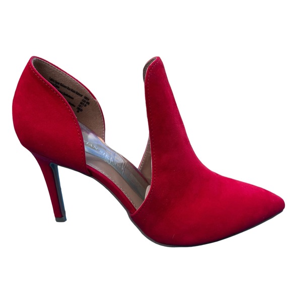 Christian Siriano “Keira” Women’s Red Faux Suede Heels 9 - Picture 3 of 14